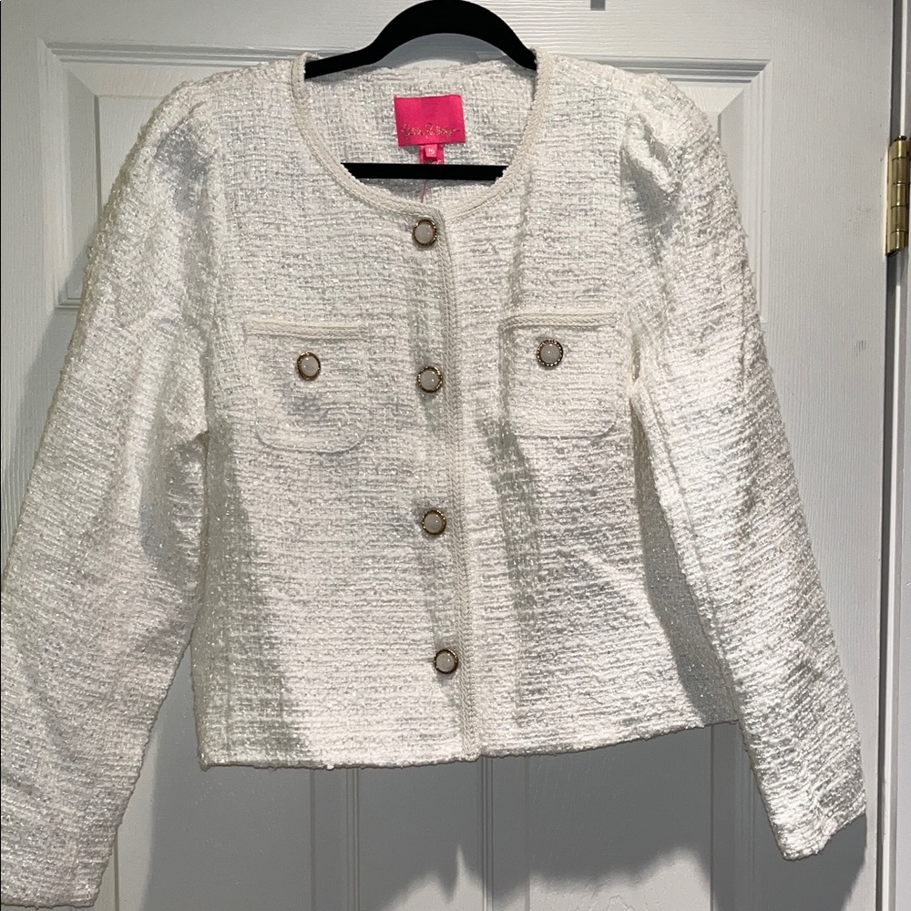 Women's White Boucle Jacket